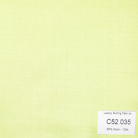 C52.035 Kevinlli V3 - Vải Suit 50% Wool - Xanh Lá Chuối Trơn